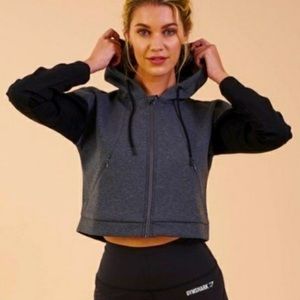 Grey and black cropped gymshark hoodie